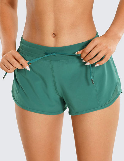 Feathery-Fit Mid-Rise Lined Shorts with Drawstring