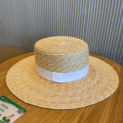 Fashion Summer Women Wide Brim Natural Straw Hat Chapeau Female Sun Hats Boater Black Panama Beach Hat Sombrero Mujer Fedora Cap