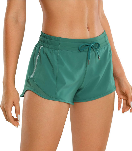 Feathery-Fit Mid-Rise Lined Shorts with Drawstring