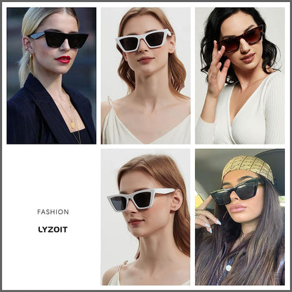 Cat Eye Sunglasses Women 2 Pack Square Cateye Frames Fashion Vintage Classic Retro Sun Glasses Cool Trendy Shades